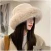 Cappelli larghi secchio Big Fluffy Furx Furx Cappello per donne Luxuria P Fisherman Inverno caldo addensato Giorno nevoso Panama Cap Delivery Otyin Otyin