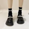 Ladies Summer calçados Mary Jane Kawaii Sapatos para Mulheres 2023 Diamante com saltos médios Cristais fofos Gothic redou strass