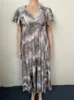 Plus size jurken wmstar zomer voor vrouwen mode korte mouw v nek stijl feest maxi jurk groothandel druppel 2024