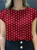 Summer Tunic Tops Zanzea Women Short Sleeve Polka Dots Blouse Work Holiday Shirt Casual O Neck Blusa Female Chemise Mujer 240403