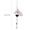 Keychains Strap de chaîne de téléphone en peluche Heart Star Star Per perle Cléchette en alliage Charme Cheard Lanyard For Women Bag Ornement