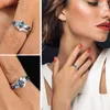 Pierścienie klastra GZ Zongfa oryginalna 925 Sterling Silve dla kobiet Natural Blue Topaz 1,5S Kamień Blask Prosty styl biżuterii