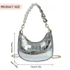 Hobo Women Chain Shoulder Bags Small PU Leather Handbag Elegant Ladies Fashion Clutch Solid Color Shiny Crossbody