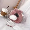 Bag Plush Cherry Lovely Drawstring Women'S 2024 Winter Soft Cute Personality Shoulder Fruit