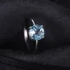 JewelryRypalace 16Ct Natural Sky Blue Topaz 925女性用Sterling Silver Ringソリティア宝石細かいジュエリー記念日ギフト240417