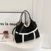 Drawstring Black Handbags Autumn Large Capacity Suede Tote Stylish Simple Plush Bag Crossbody