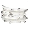 Charm Bracelets Zg für Frauen mehrschichtiger Perle PU Leder Diamant Magnetic Schnalle Armreif weiblicher Schmuck
