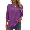 Sommer Neues Frauen-Chiffon-Hemd für Frauen Lose V-Ausschnitt Jacquard mittelschärmendem Top