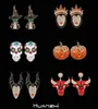 Stud Huanzhi Halloween Dripping Oil Zircon Pearl Pumpkin Skeleton Witch Stud Earring 2208265901142