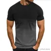 Erkek Tişörtler Avrupa ve Amerikan Yaz Erkekler Sıradan Spor T-Shirt Moda Gradyan Yuvarlak Boyun Kısa Kollu Erkek Sweatshirt