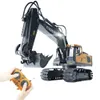 Diecast Model Cars 1 20 2.4G alloy remote-controlled tracked excavator 11 channel childrens multifunctional engineering vehicle model toy J240417