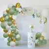 Decoração de festa 143pcs Balão verde Garland Arch Kit Balões de ouro de ouro branco para decorações de casamento de aniversário de chá de bebê