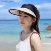 Visor 2023 Ny Big Brim Bubble Grid Air Top Sun Protection Hat Womens Summer UV Protection Sun Hat Cover Face Sun Y240417