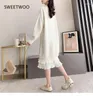 Casual Dresses Autumn And Winter Sweater Women's Mid-Length Over-The-Knee Loose-Fitting Outerwear Thickened Knitted