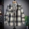 Men's Jackets Fashion Men Plaid Shirt Woolen Streetwear Male Clothes Loose Spring Autumn Versatile Casual Long Sleeve Cardigans Coats