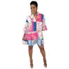 Cm.yaya Elegant Women Femme Malf Flare Sleeve Chain Paisley Robes A-Line pour 2022 Robe de style chemise de mode 2022 Streetwear 240415
