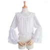 Blouses pour femmes Femmes Lolita Blouse Crop Top Top Flare Lace Long Manches Halter Cashirt Plissé à froufr