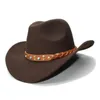 Berretti Luckylianji Kid Child Child's Wool's Worse Western Cappello da cowboy largo Brim Cowgirl Braid Band (una taglia: 54 cm)