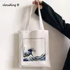 Bag Japan Wave Fun Print lässig Leinwand weibliche Schulter Mode Harajuku Cartoon Brief Ulzzang Messenger Taschen