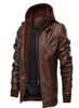 Veste chaude veste d'hiver veste en cuir en cuir en vent-rupture à capuche pU mâle de vitesses et manteaux imperméables pour hommes2232976