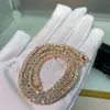 925 Silver Moissanite Armband Iced Out VVS 2-6,5mm Tennis Double Safety Clasp Diamond Chain Necklace