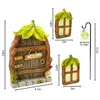 Resin Fluorescent Door /Window Outdoor Creative Miniatures Garden Decoration Elf Home Yard Art Garden Ornament 240411