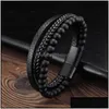 Bedelarmbanden sieraden trendy mensen creatieve explosiestijl punk lederen gevlochten kralen heren armband fa dhb5k drop levering dh8zm