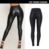 Damen Jeans Leder Pant Side Reißverschluss hoch getailte schlanke fit Elastische Beschichtung PU Faux Denim Leggings Motorradhose für Frauen