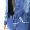 Women's Two Piece Pants Denim Hole Slim Pencil Pant Sets Tracksuit Women Jeans 2 Set Casual Turn Down Collar Long Sleeve Jacket Coat Outfits