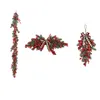 Kwiaty dekoracyjne świąteczne wieniec sztuczne czerwone jagody wisiorek rustykalny dekoracja roku