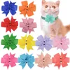 Abbigliamento per cani 50/100 pezzi Polka Dots Bow Collar Accessori per colletti di fiori a prua di toelettatura