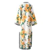 Runway Dresses for Women Spring Summer Yellow Floral Print Loose Long Maxi Dress Casual Vacation Beach Vestidos Plus Size Female Clothing