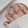 Clusterringen 925 Sterling Silver Cross Ring For Women Girl Fine Vintage Pearl verstelbare feestjuwelen