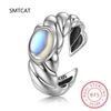 Cluster Anneaux 925 Silver Silver Oval Moonstone Twist Open Ring Open Fomen