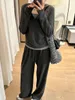 Fashion casual sportswear women's spring hooded sweatshirt wide-leg pants three-pieces set