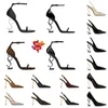 Créateur de mode sandales célèbres luxe femme hauts talons fête des pompes de mariage brevet glisses de dame classiques talon en cuir en daim en or doré bas slingback pantoufles