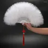 Dekorativa figurer Feather Folding Fan för vuxen kreativ all-wool förtjockande fjädermoderad enkelhet cheongsam visa dans Square Dan