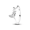 Cluster anneaux 2024 925 Sterling Silver Pan manuscrit à double bande Heart Polied Wave Me Black Chakra Ring Valentin de la Saint-Valentin