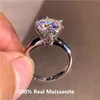 Klassiska 6 Prongs 5 ​​Round Ring Sterling Silver Plated 14k Gold High Clarity D Color Diamond Rings Woman Jewelry 240417