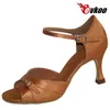 Scarpe da ballo evkoodance taglia noi 4-12 comode fibbia di cristallo donna salsa raso 7,3 cm tacco da ballo da donna evkoo-176