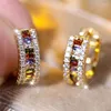 Boucles d'oreilles arrière charme femelle femelle en pierre zircon clip de pierre jaune or couleur de mariage bijoux pour les femmes