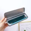 School Supplies Office Single Layer Pen Box Silver Student Pencil Case Stationery Storage