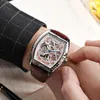 Armbandsur Wine Barrel Spider Web Hollow Automatisk mekanisk klocka Herr Tourbillon tvåvägs vattentät lysande lysande