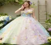 Słodka pastelowa Rainbow Line Wedding Suknie 2022 bez ramiączki 3D Kwique Kwique Plus Size Sweat