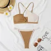 Bloc de couleurs de maillots de bain pour femmes string bikini femmes 2024 CRISS CROSS Bikinis Push up Buting Suit Summer Bathing Mesdames