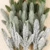 Decorative Flowers 5/10Pcs Christmas Snow Frosted Pine Branches Artificial Needles Picks And Sprays DIY Wreath Home Decoration Craft