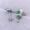 Stud Earrings Natural Real Green Diopside Earring Moon Style 0.15ct 4pcs Gemstone 925 Sterling Silver Fine Jewelry L243206
