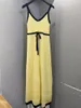 Casual Dresses 2024 V Neck Strapless Women Yellow Long Knitted Dress