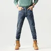 Herr jeans mode nål stiched sömnad generation smal passform liten rak ben byxor avslappnad ruan stilig personlighet