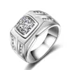 Обручальные кольца мужское кольцо мужчины стерлинговое серебро 925 винтажные мужские белые золотые цвета классический большой камень модные украшения 2614